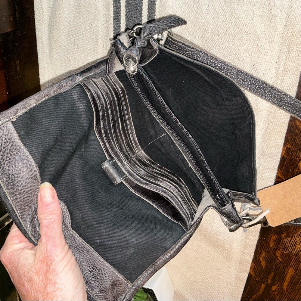 NWT Bed Stu Leather Amina Crossbody Clutch Wallet Black Rustic MSRP $185 - Picture 13 of 16